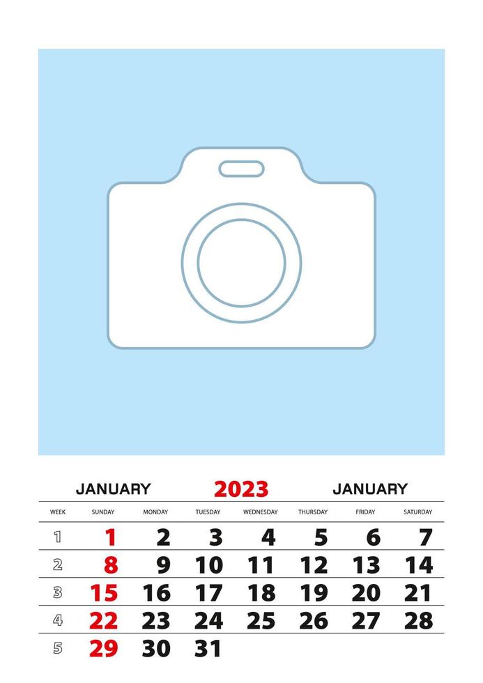 januari 2023 kalender planerare a3 storlek med plats för din Foto. vektor