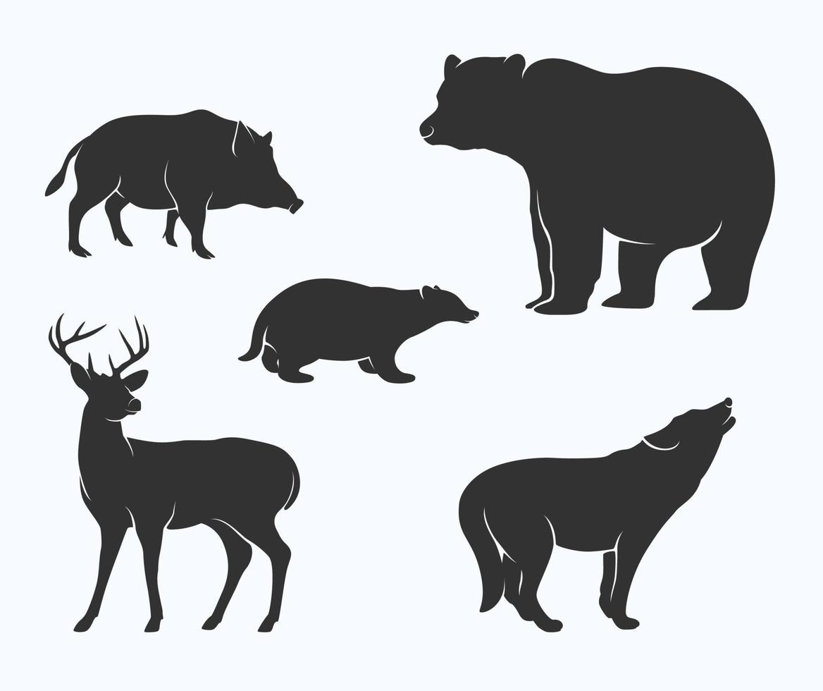 silhouette der wildtiersammlung vektor