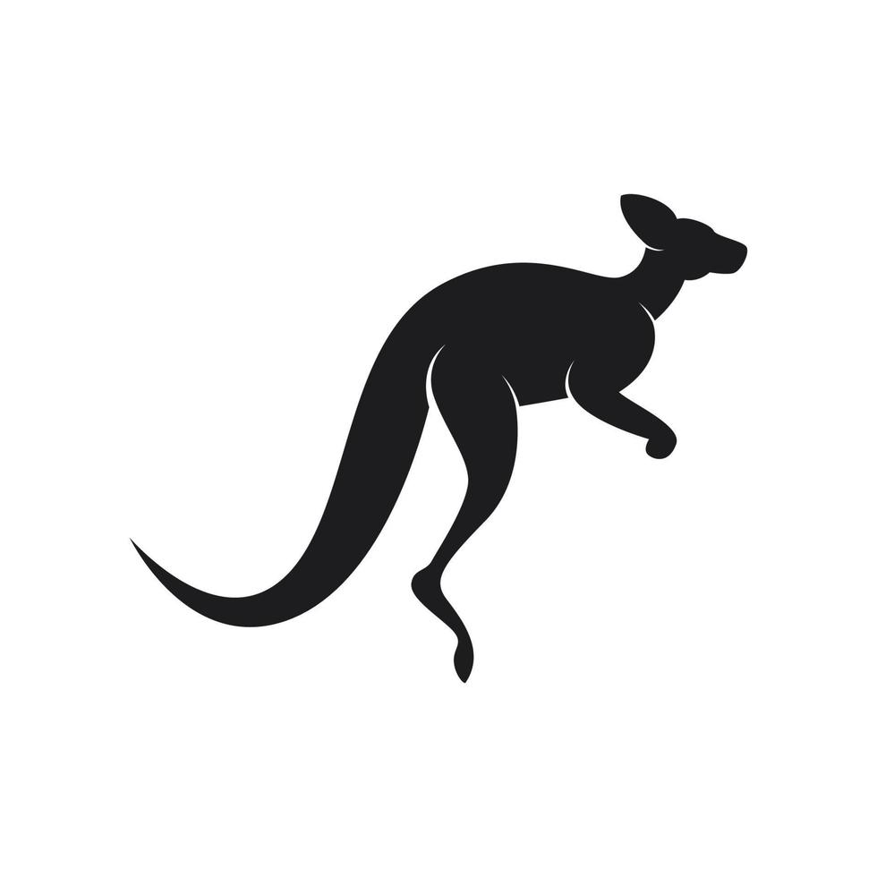 schwarze Silhouette des Kängurus springt auf weißem Hintergrund vektor