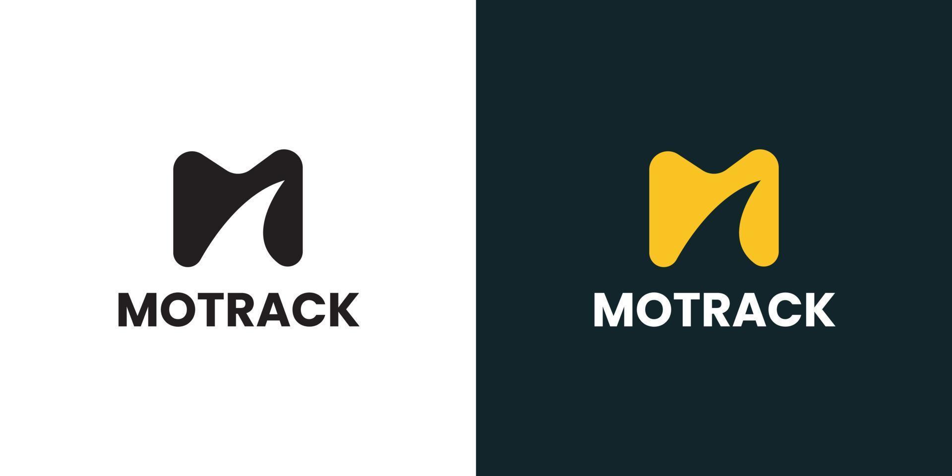 modernes buchstabe m logo mit verfolgungsroute gut für transportlogo vektor