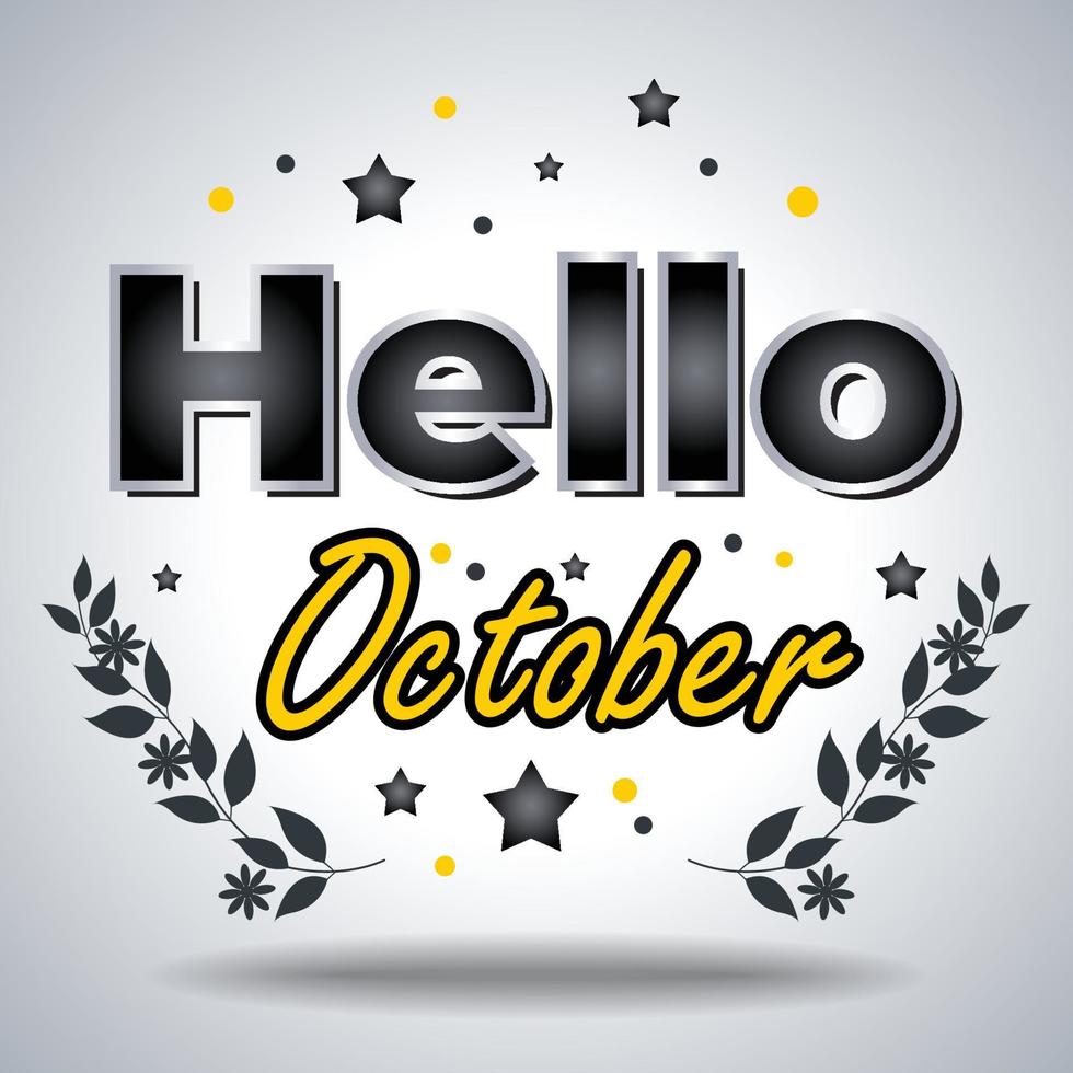 Hej oktober. design för kort, baner, affisch vektor