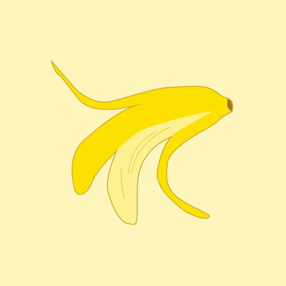 Illustration der Bananenschale ohne die Banane mit gelbem Hintergrund vektor