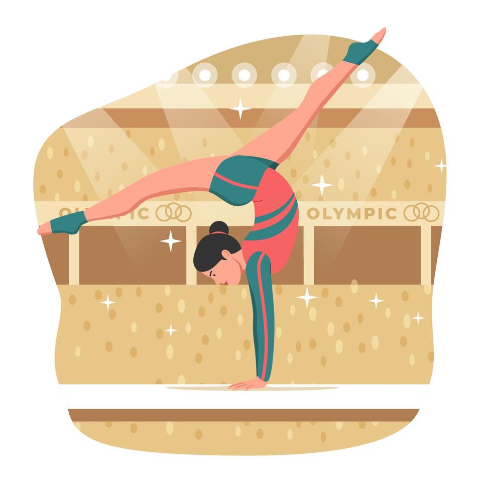 gymnastiska idrottare på balans stråle vektor