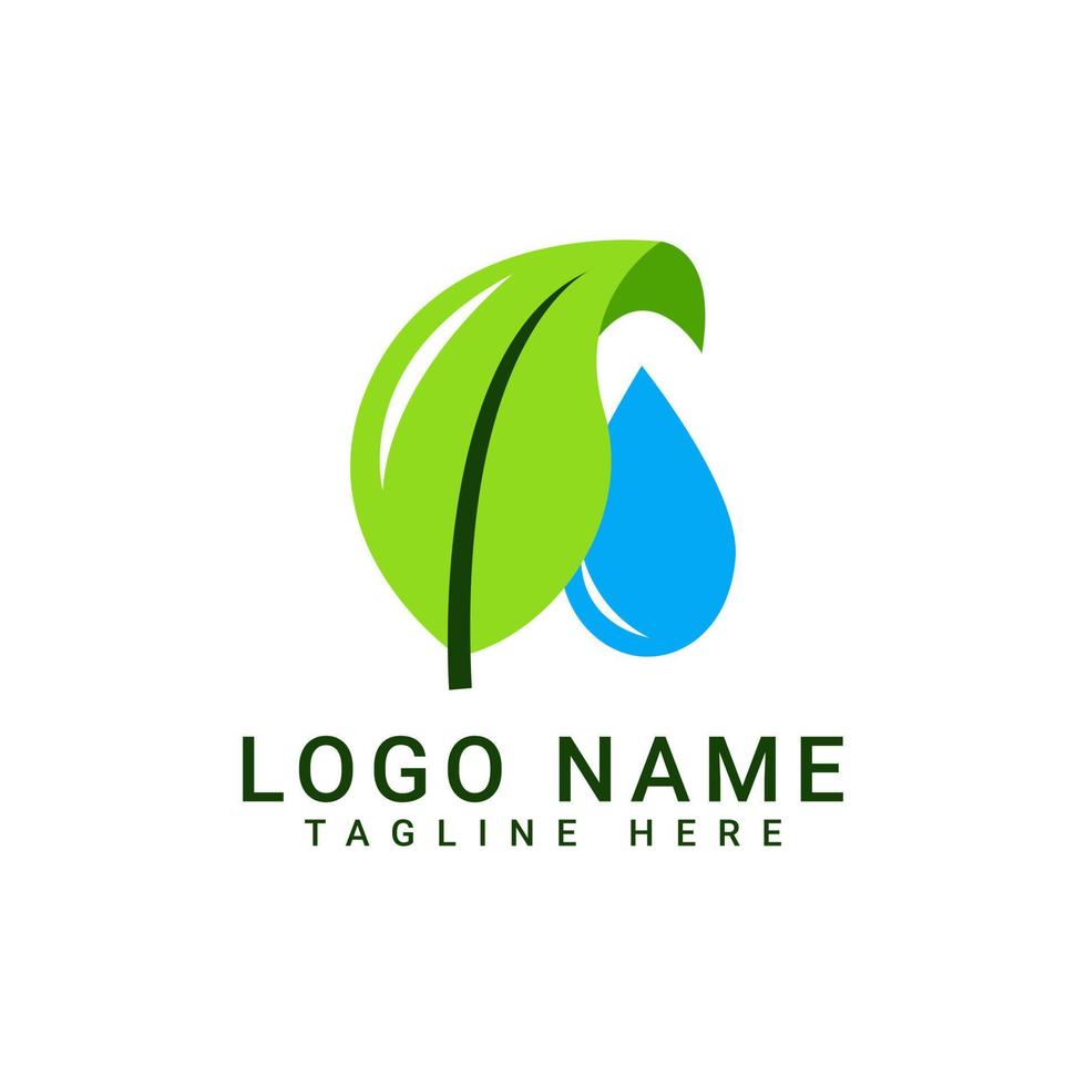 Blatt und Wassertropfen einfaches Logo-Design vektor