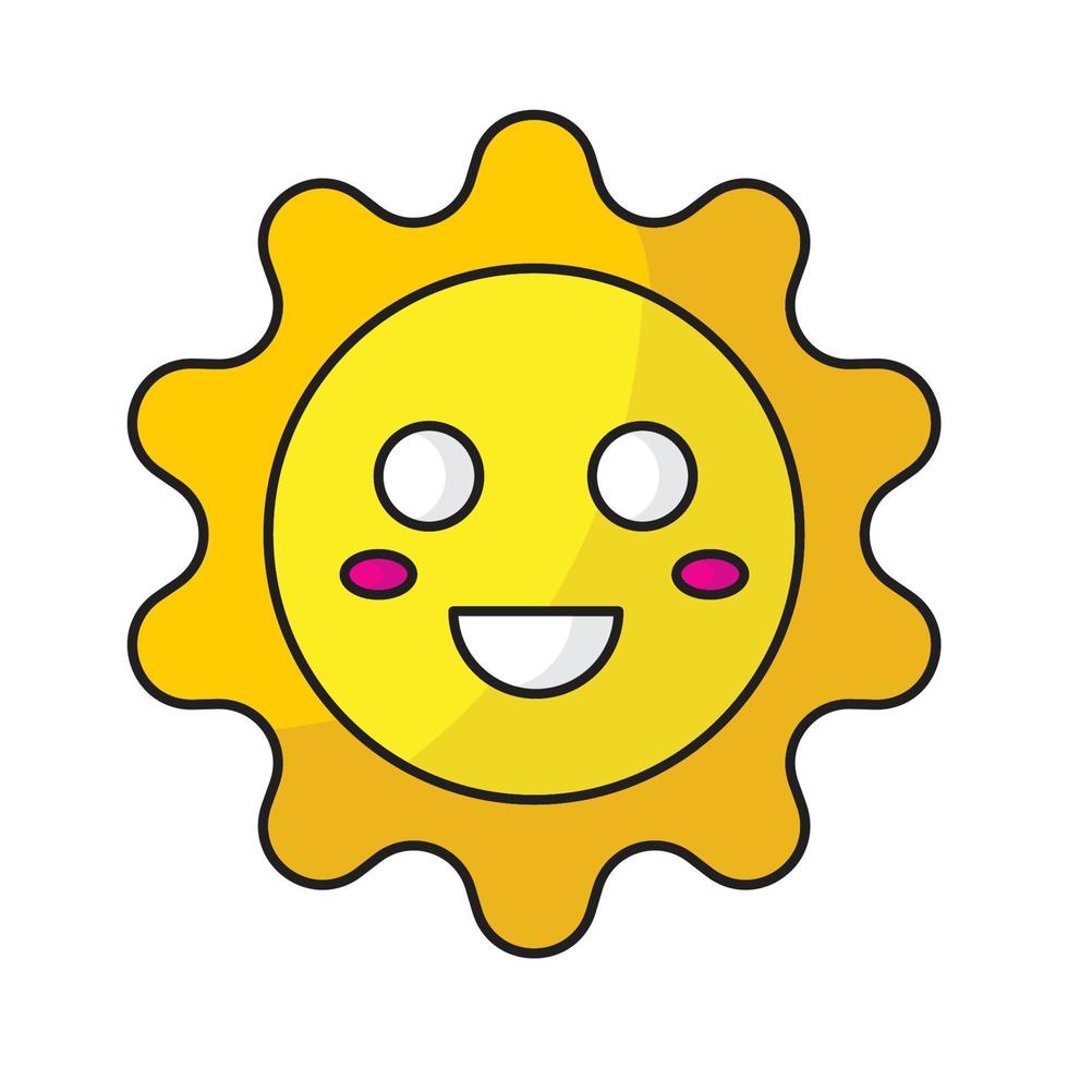 leende Sol översikt Färg ikon vektor