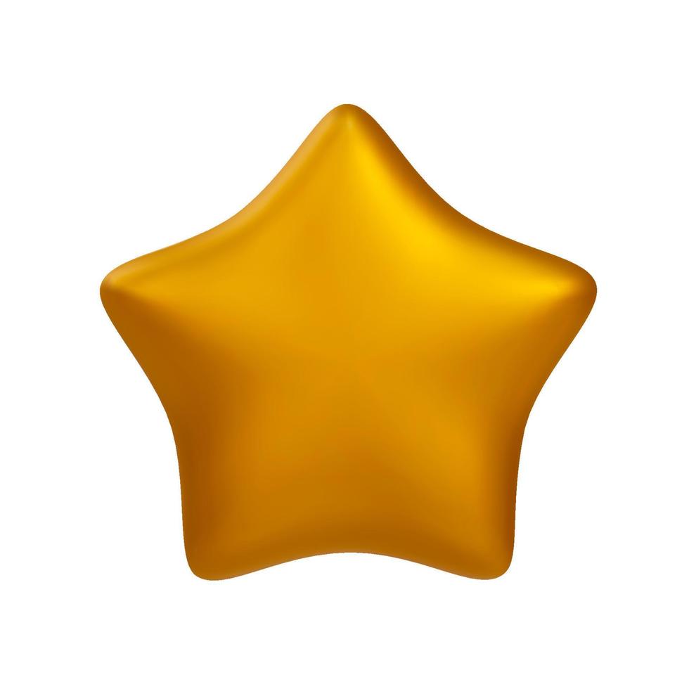 realistisk 3d gul guld dlitter stjärna. kund betyg respons begrepp och prestation för spel. vektor illustration