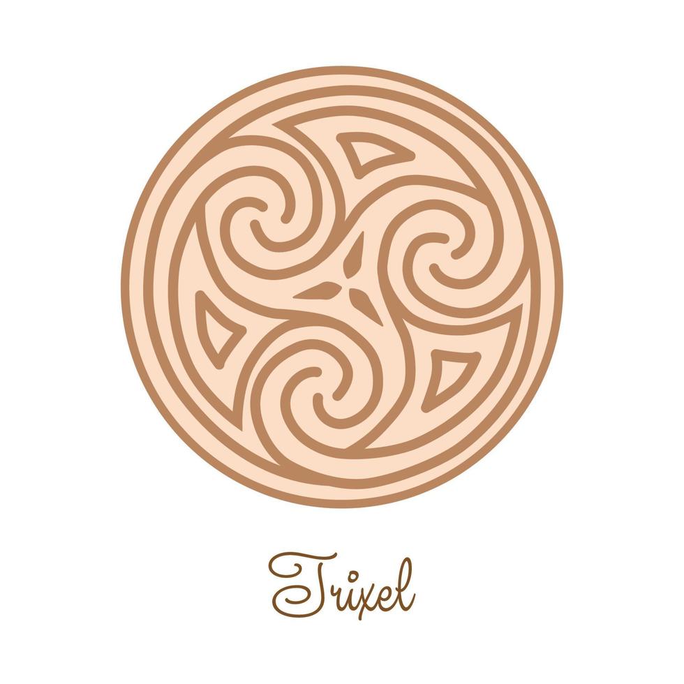 Trixel, ein slawisches Symbol, das mit einem Ornament in einem Kranz skandinavischer Weberei verziert ist. beige trendiges Design vektor