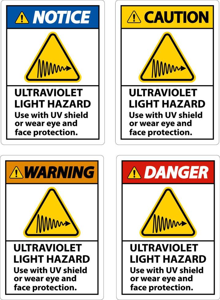 Warnschild für ultraviolettes Licht auf weißem Hintergrund vektor