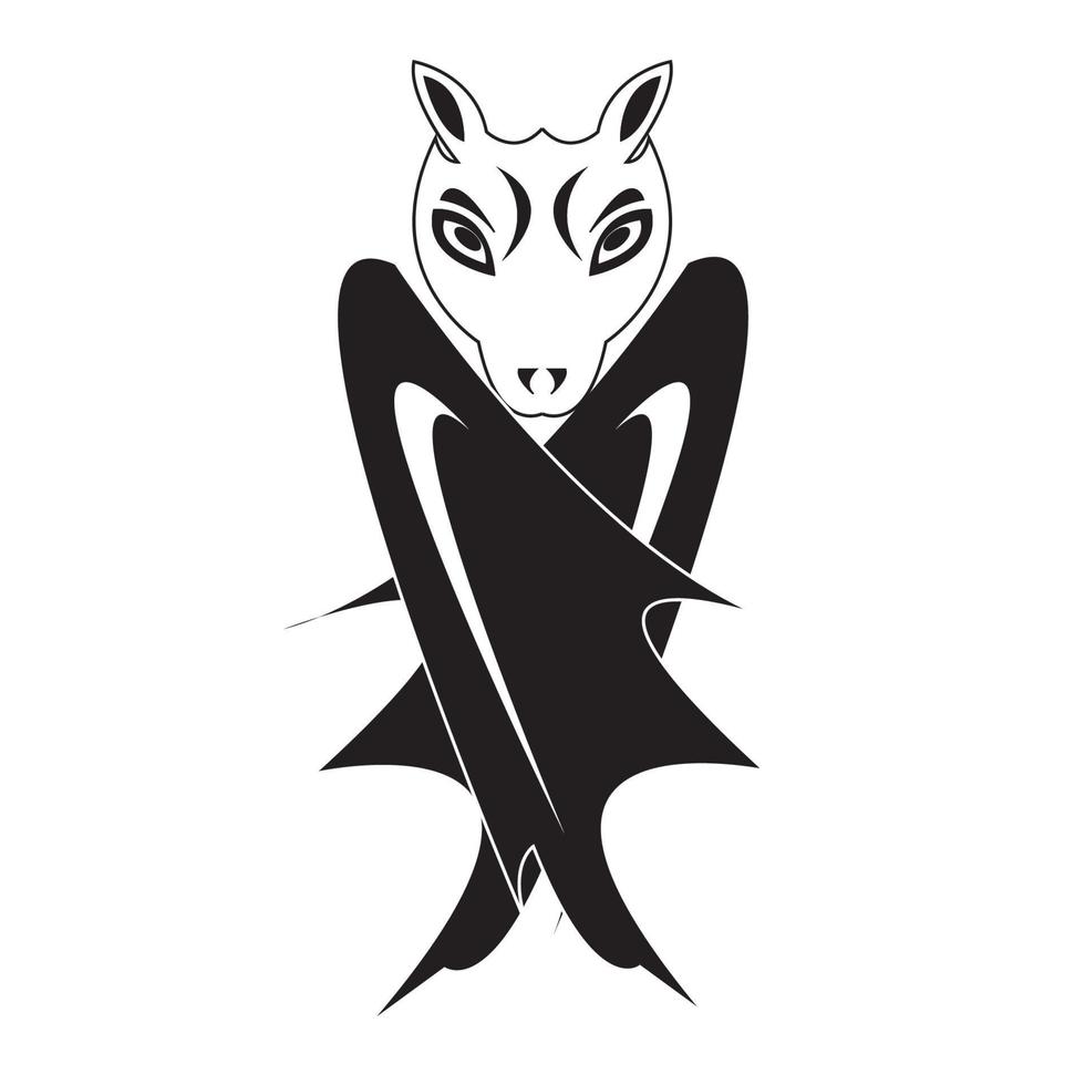 svart och vit fladdermus bild ikon logotyp vektor