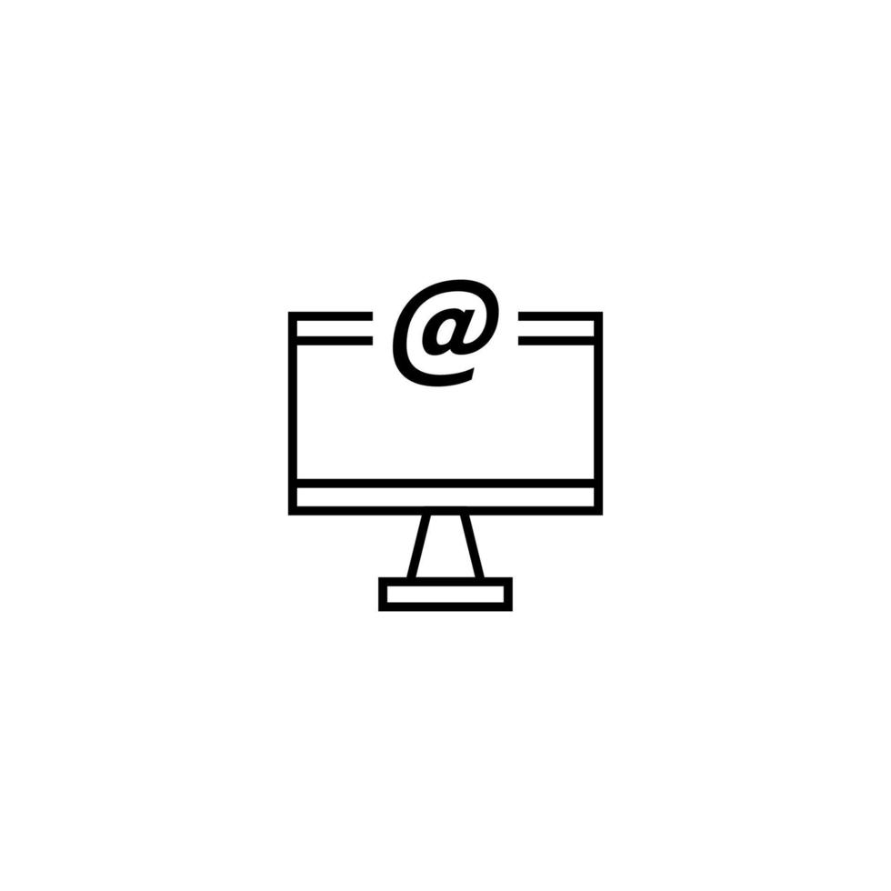 monochromes zeichen gezeichnet mit schwarzer dünner linie. perfekt für internetressourcen, geschäfte, bücher, geschäfte, werbung. Vektor-Symbol der Katze oder am Schild im Inneren des Computers vektor