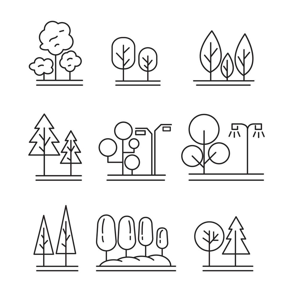 Straßen-Vektor-Baum-Icons-Sammlung vektor