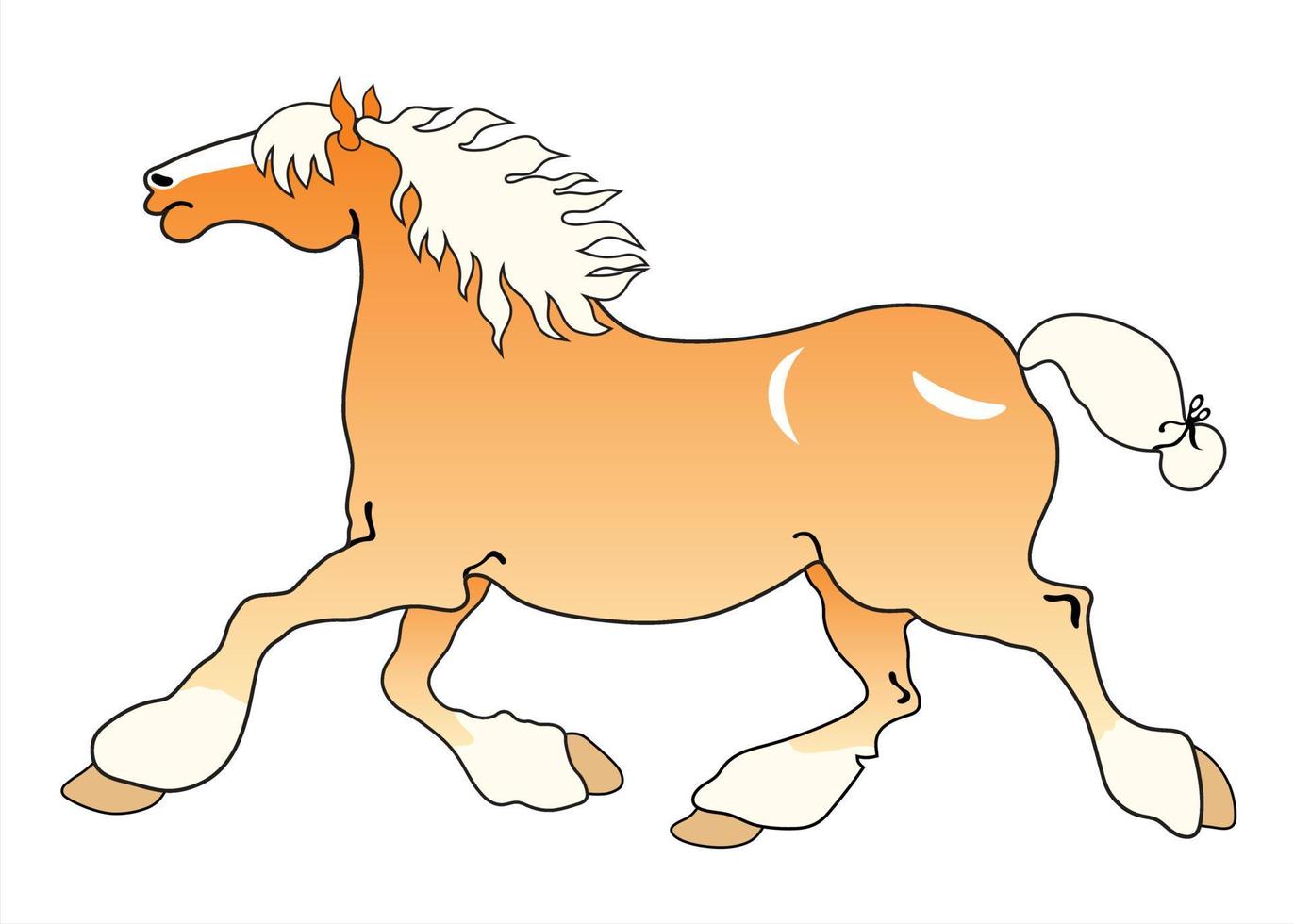 orange häst över vit bakgrund vektor