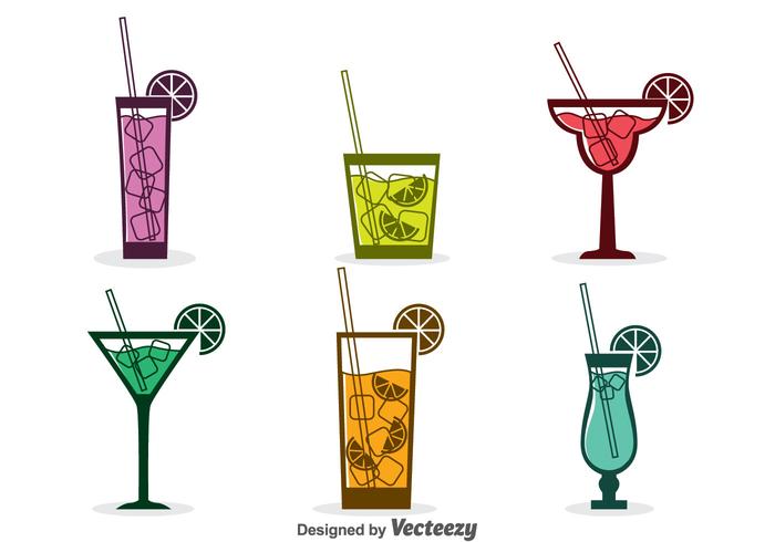 Verschiedene Cocktail Icons Vector