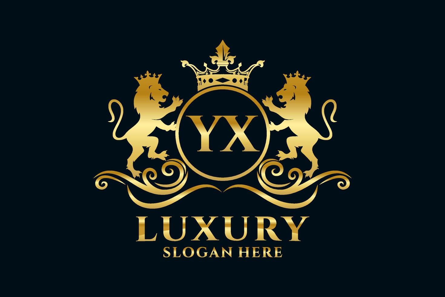 Anfangs-YX-Buchstabe Lion Royal Luxury Logo-Vorlage in Vektorgrafiken für luxuriöse Branding-Projekte und andere Vektorillustrationen. vektor