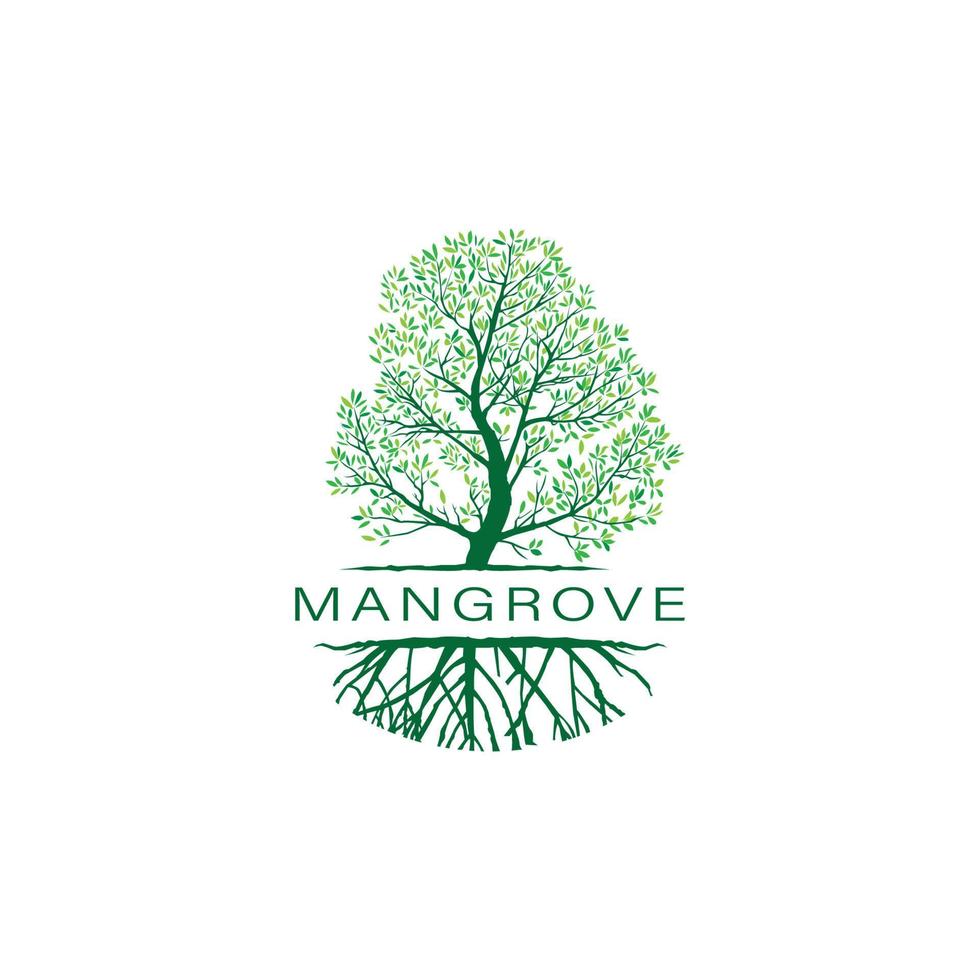 mangrove logotyp design aning med vit isolerat bakgrund. vektor