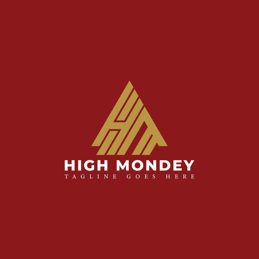 abstrakter Anfangsbuchstabe hm oder mh Logo in Goldfarbe isoliert auf rotem Hintergrund angewendet für Venture Capital Firmenlogo auch geeignet für die Marken oder Unternehmen haben den Anfangsnamen mh oder hm. vektor