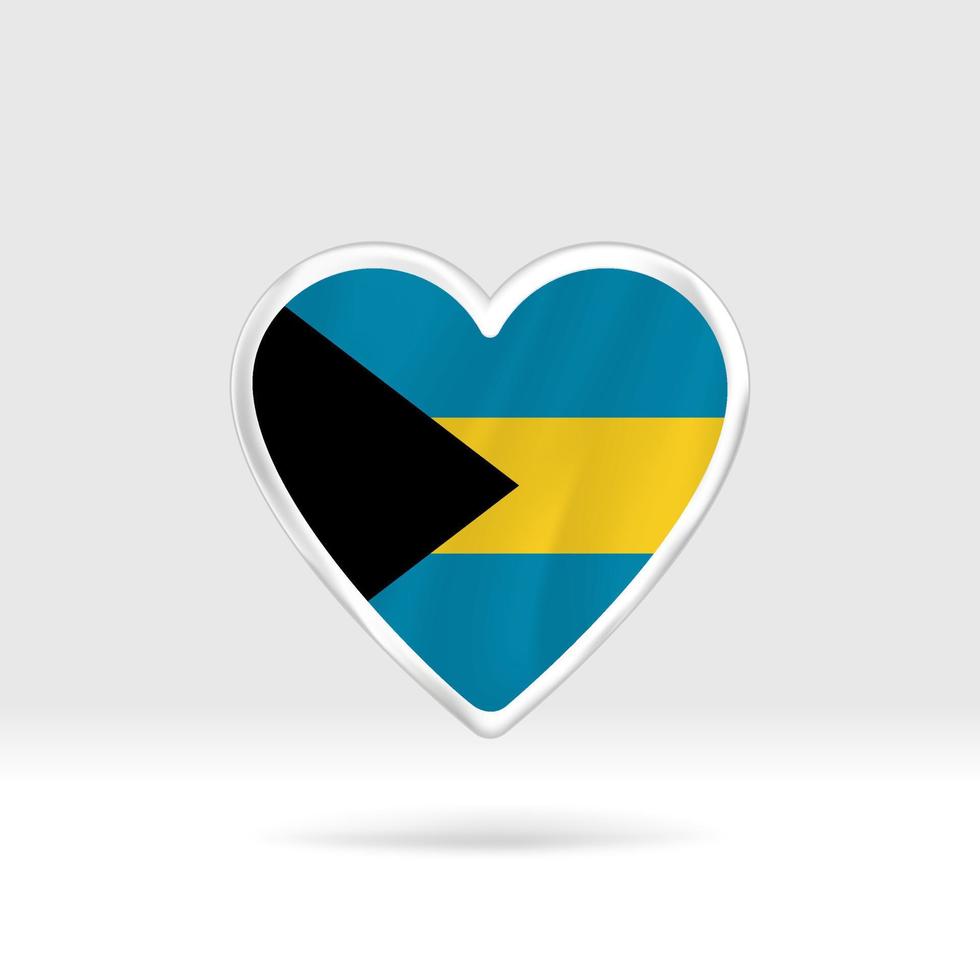 hjärta från de Bahamas flagga. silver- knapp stjärna och flagga mall. lätt redigering och vektor i grupper. nationell flagga vektor illustration på vit bakgrund.