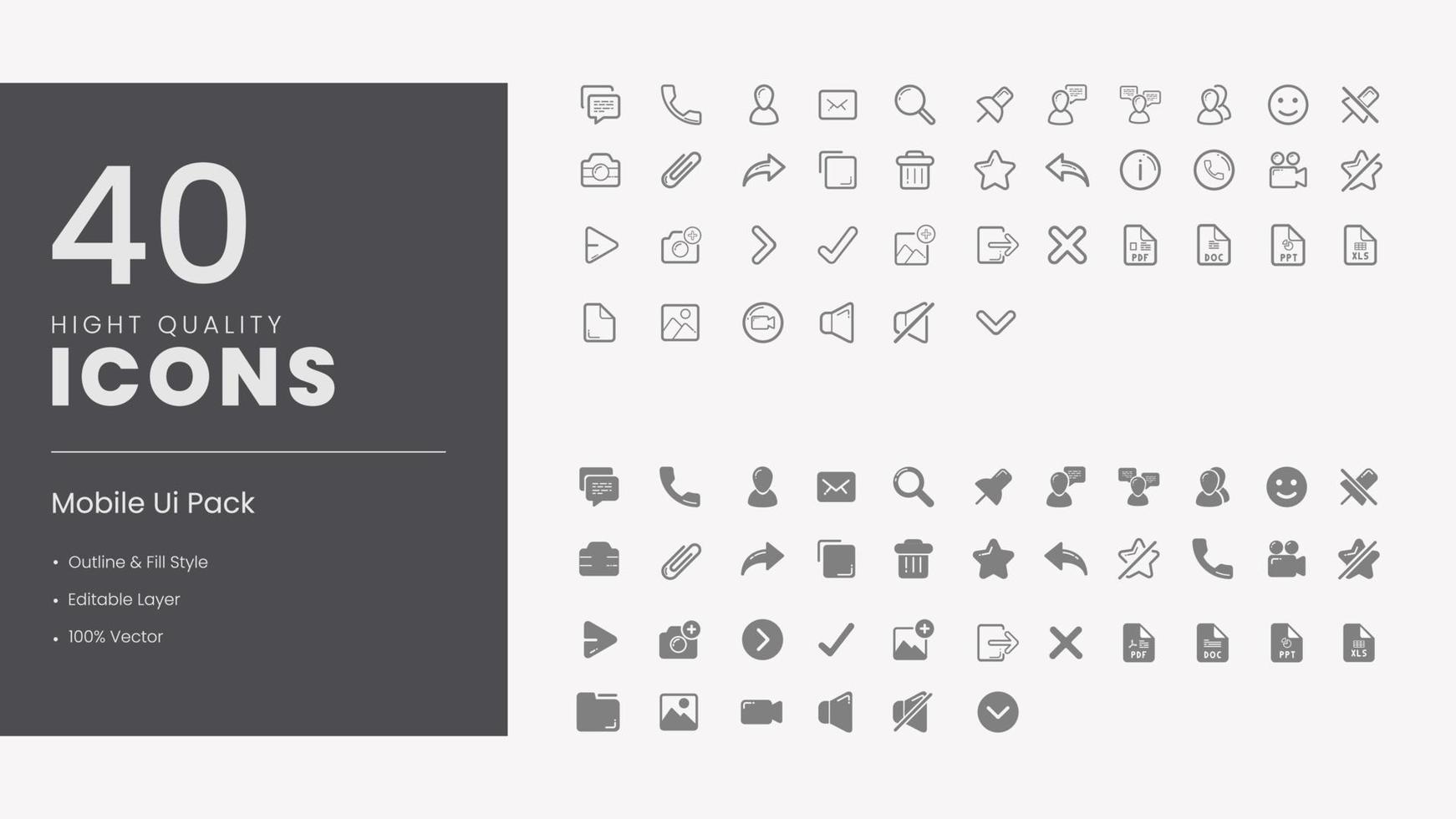 40 premie vektor linje mini ikoner uppsättning. tunn linje och fylla form enkel översikt ikoner, pixel perfekt.