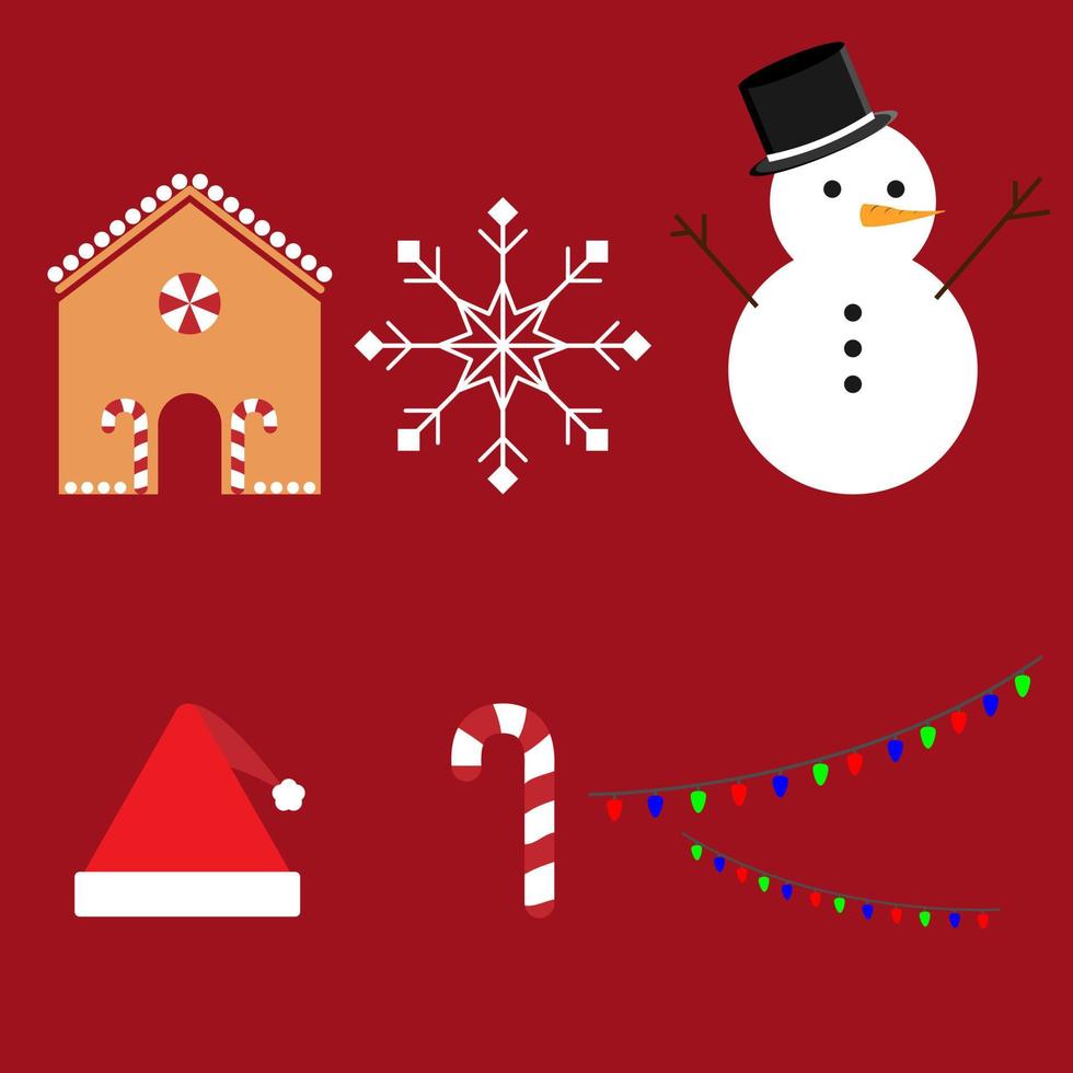 jul dekor och objekt med snö flaga vektor