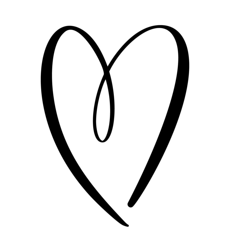 calligraphic kärlek hjärta logotyp tecken. vektor romantisk illustration symbol Ansluta sig, passionen och bröllop. kalligrafi design platt element av valentine dag. mall för t-shirt, kort, inbjudan