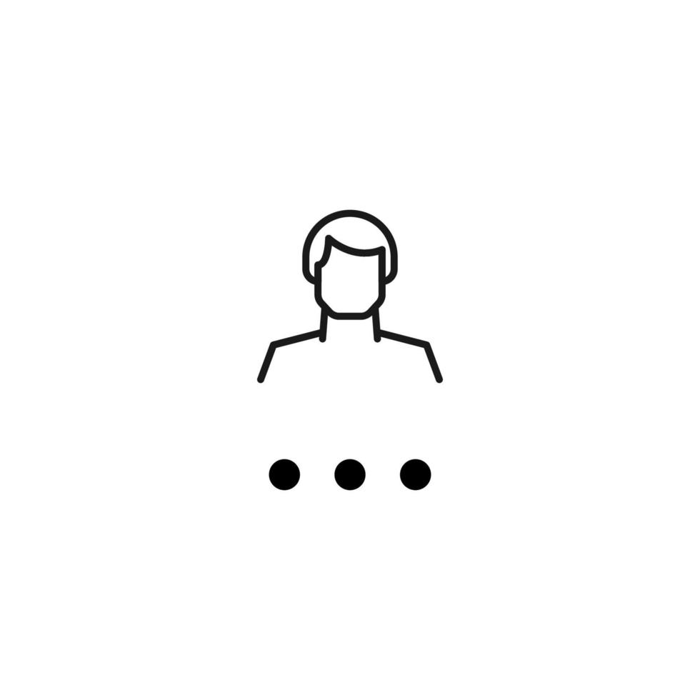 monochromes zeichen gezeichnet mit schwarzer dünner linie. modernes Vektorsymbol perfekt für Websites, Apps, Bücher, Banner usw. Liniensymbol der gepunkteten Linie neben dem gesichtslosen Mann vektor