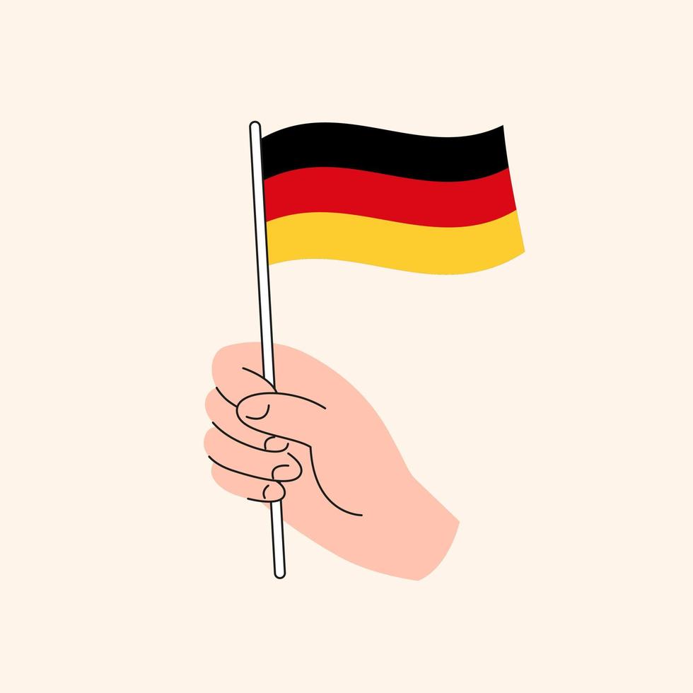 karikaturhand, die ägyptische flagge hält. die flagge von ägypten, konzeptillustration. flaches Design isolierter Vektor. vektor