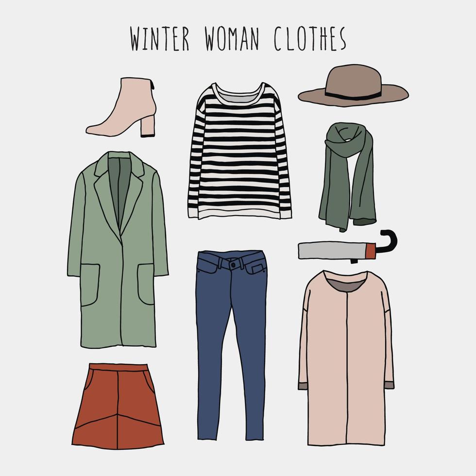 vinter- kvinna kläder illustration vektor