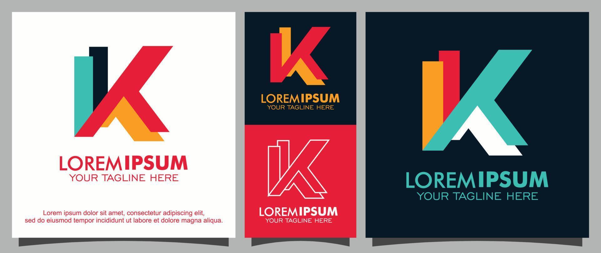 modern brev k logotyp design mall vektor
