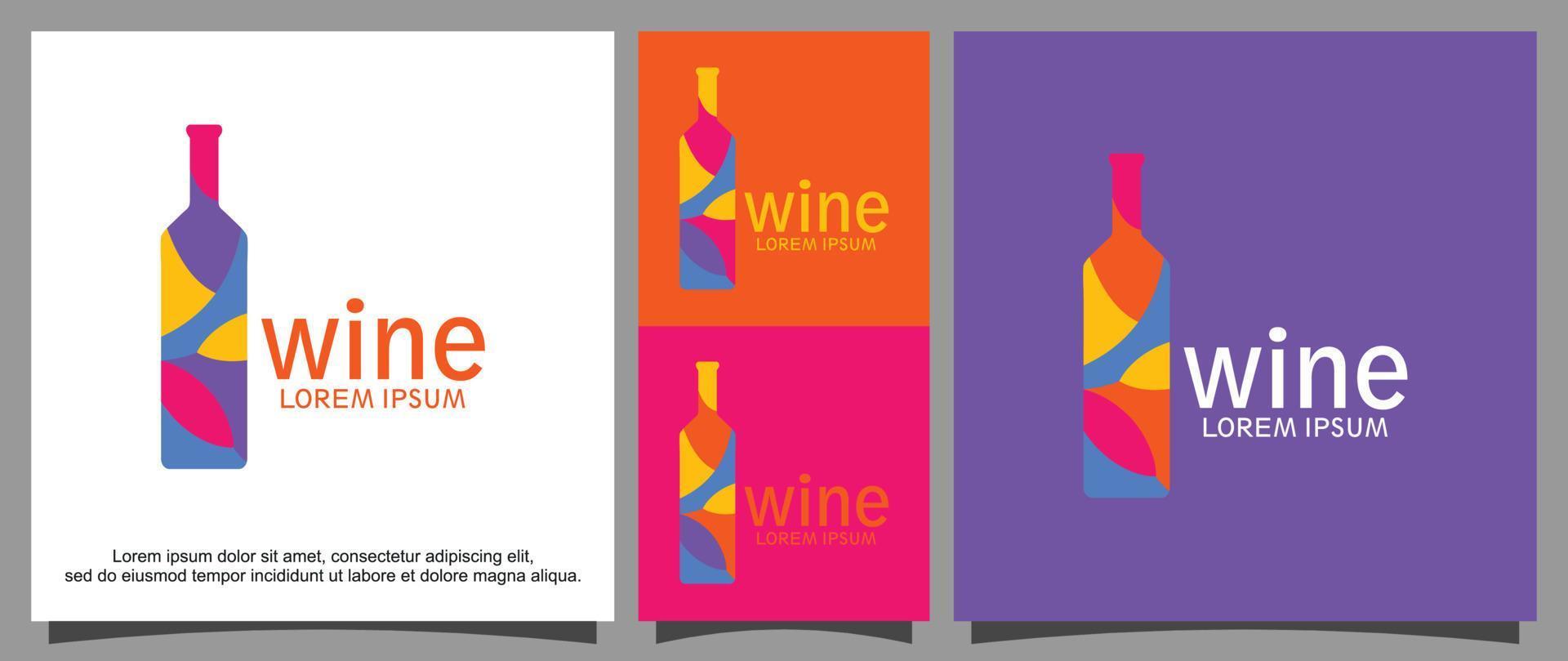 Weinflasche und Glas-Logo-Vorlage vektor