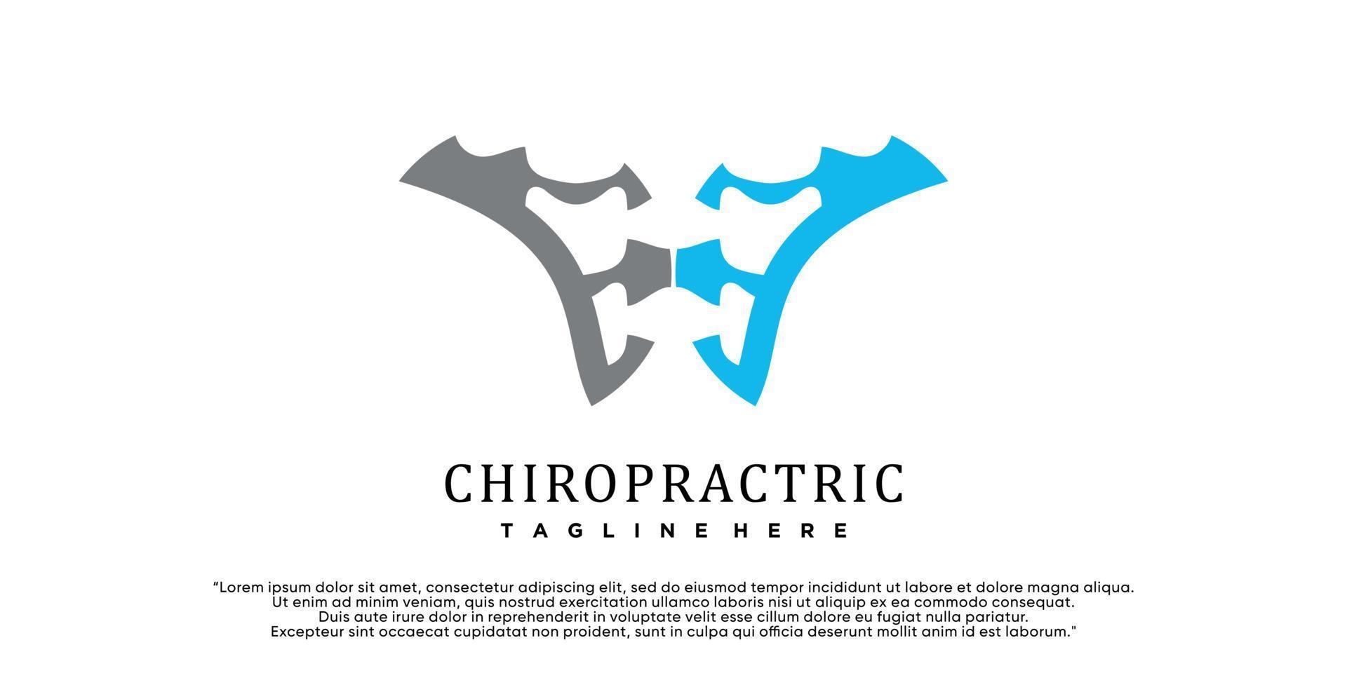 Chiropraktik-Logo-Design Wirbelsäulen-Logo-Vorlage Wirbelsäulen-Symbol Rückgrat-Symbol im Zusammenhang mit Physiotherapie-Premium-Vektor vektor