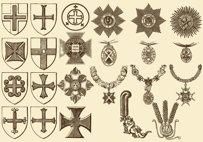 Vintage Kreuze und Medaillen vektor