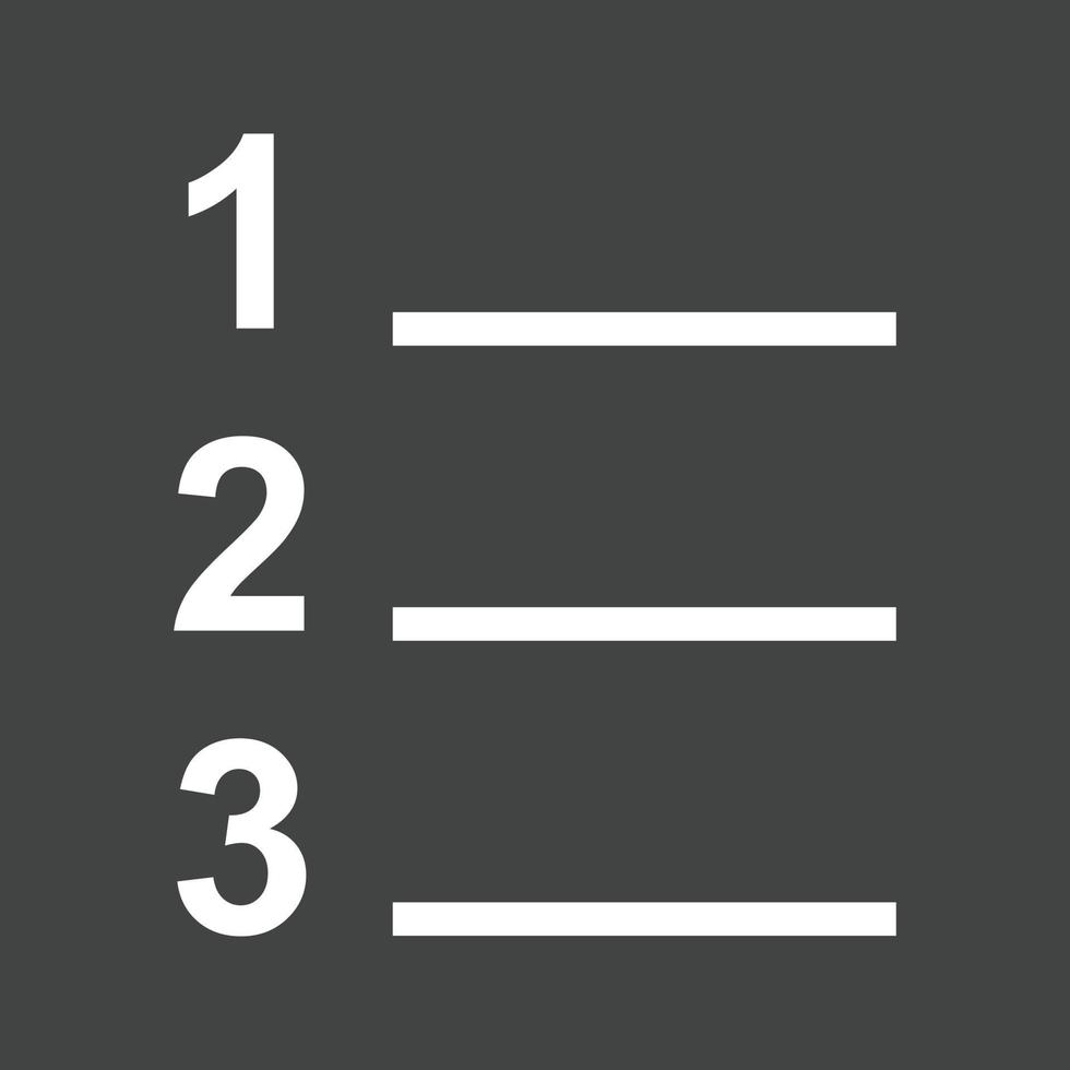 numrerad lista linje omvänd ikon vektor