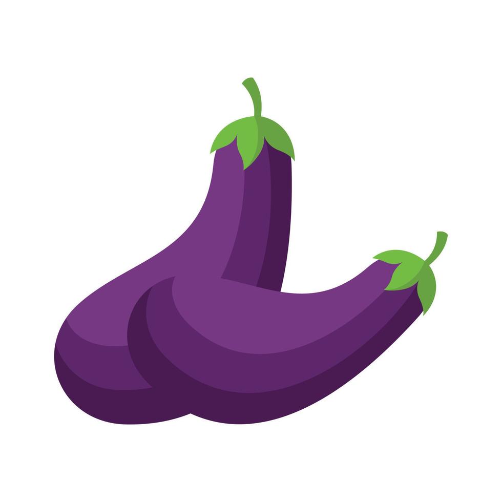 Designclipart-Vektorillustration der Aubergine flache lokalisiert auf einem weißen Hintergrund vektor