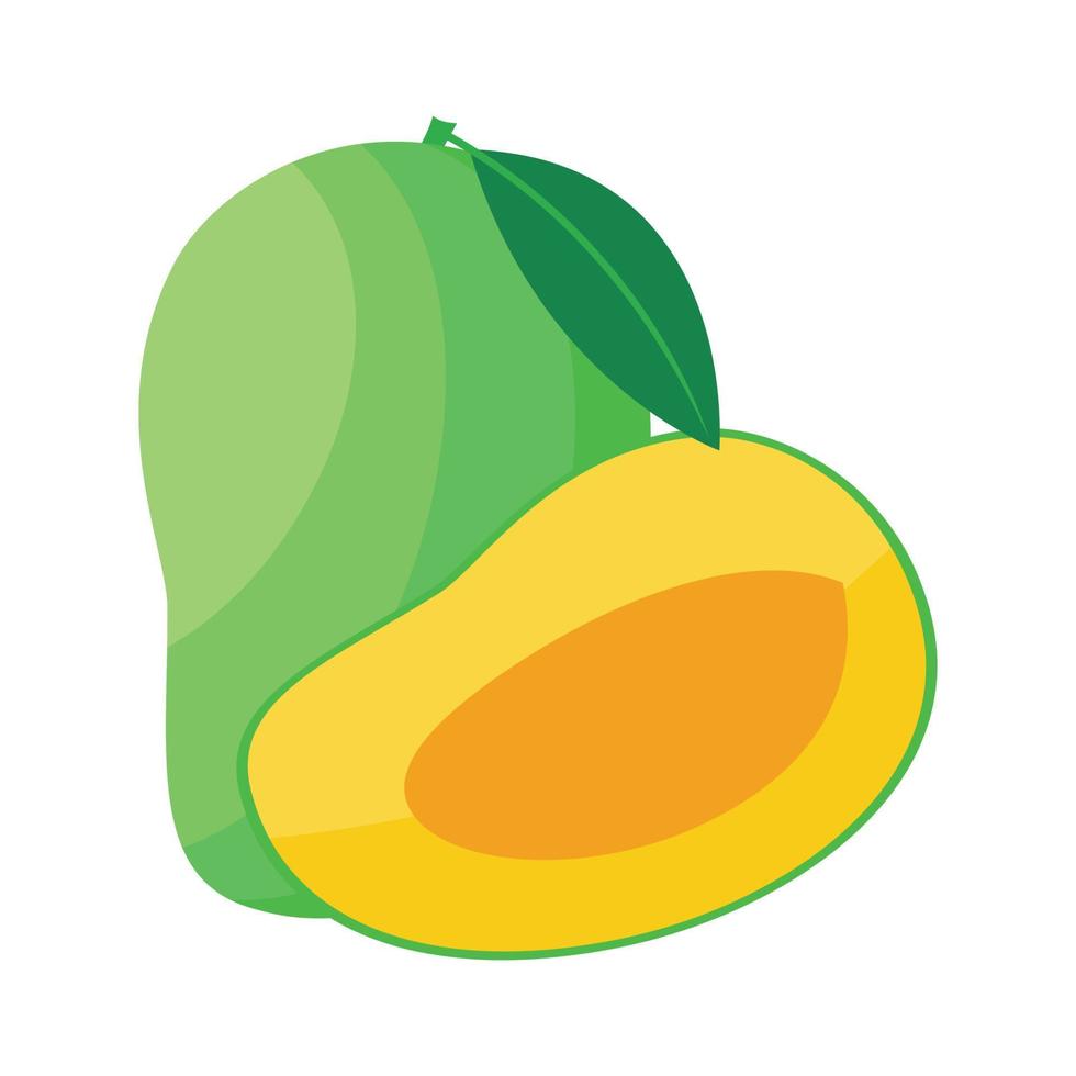 flache Designclipart-Vektorillustration der Mango lokalisiert auf einem weißen Hintergrund vektor