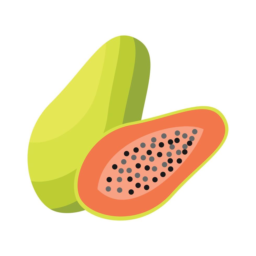 flache Designclipart-Vektorillustration der Papaya lokalisiert auf einem weißen Hintergrund vektor