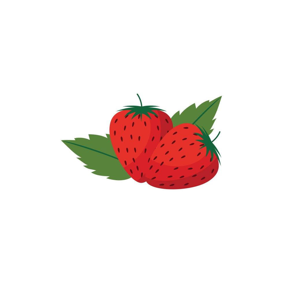 Erdbeerflache Designclipart-Vektorillustration lokalisiert auf einem weißen Hintergrund vektor