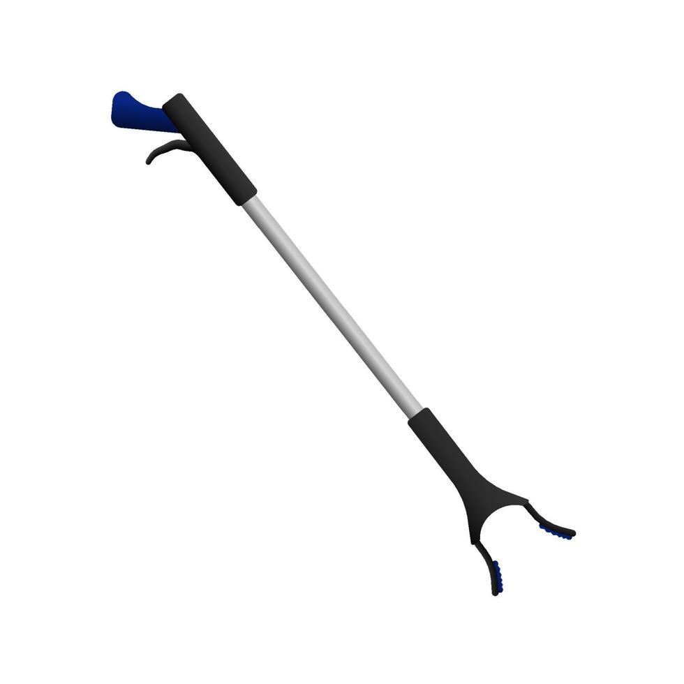 moderner Stickgrabber. Aluminiumgerät mit blauem Automatikgriff und Zange vektor