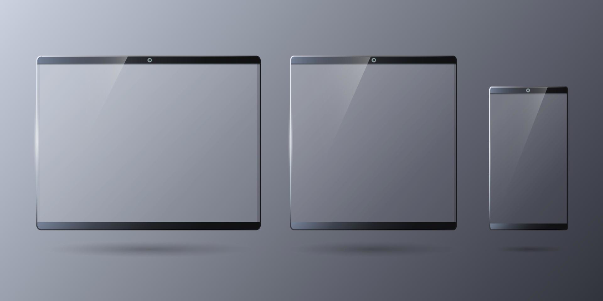 transparente touchscreens für digitale gadgets-vorlage vektor
