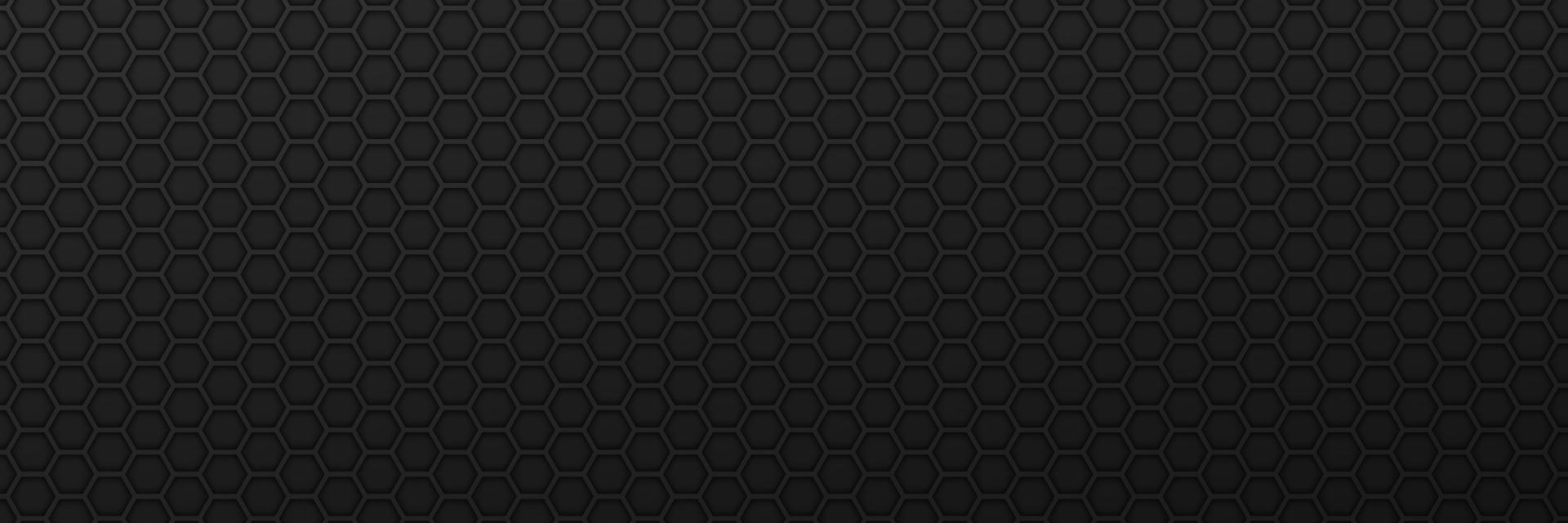 geometrische Hexagone verzieren Hintergrund. Schwarze Carbon-Zahnräder mit industriellem Techno-Maßwerk und abstrakter monochromer Vektoroberfläche vektor
