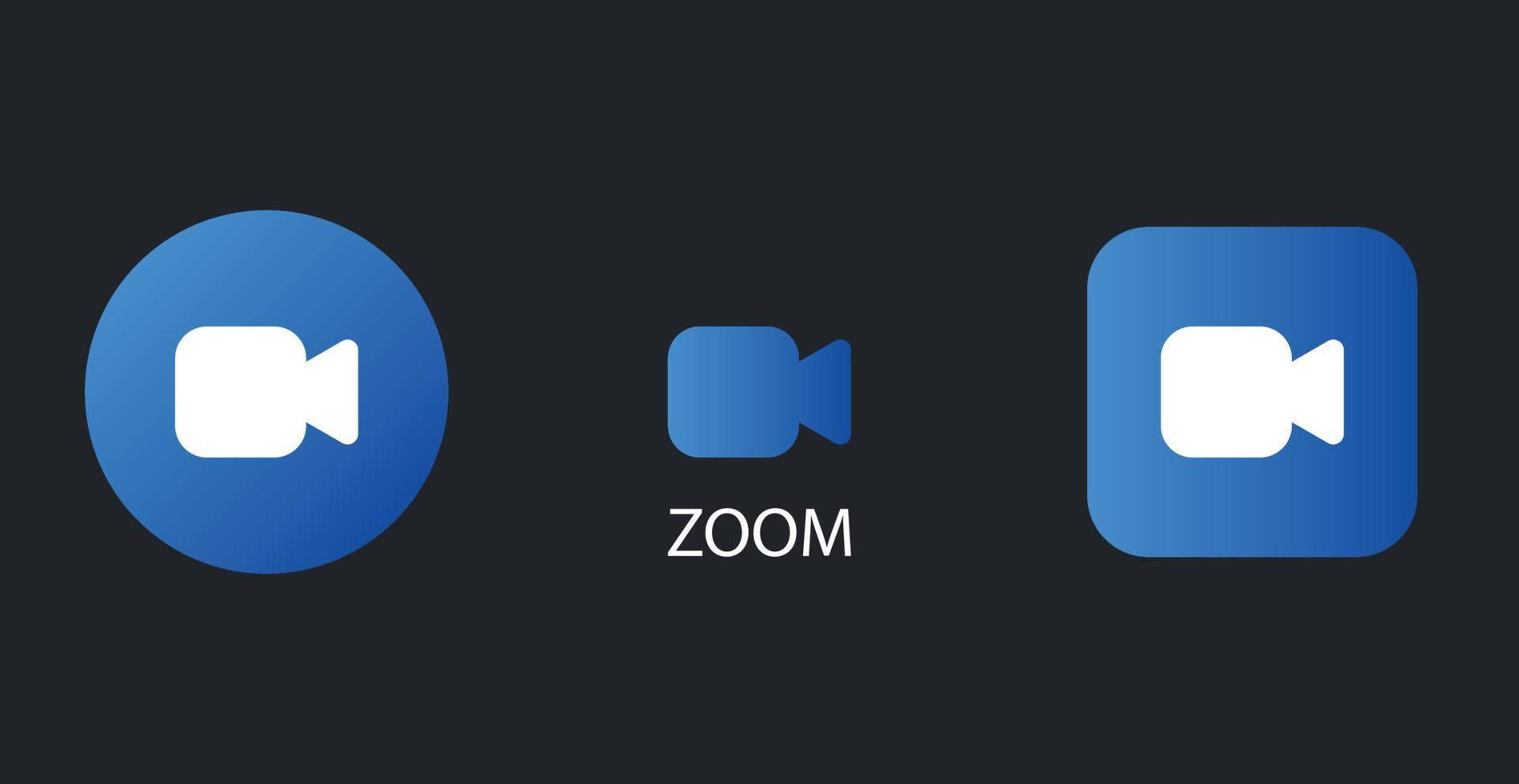 zoom kamera ikoner. avlägsen blå telefonkonferens och kommunikation avlägsen arbete webb konversation möten och uppkopplad vektor Träning.