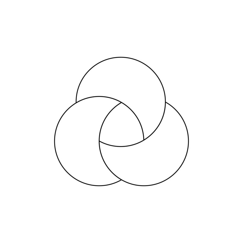 Venn-Diagramm-Kontur. Marketing-Infografik-Diagramm mit schwarzer Datenverwaltungsstruktur und Vektorinformationsanalyseprozess. vektor