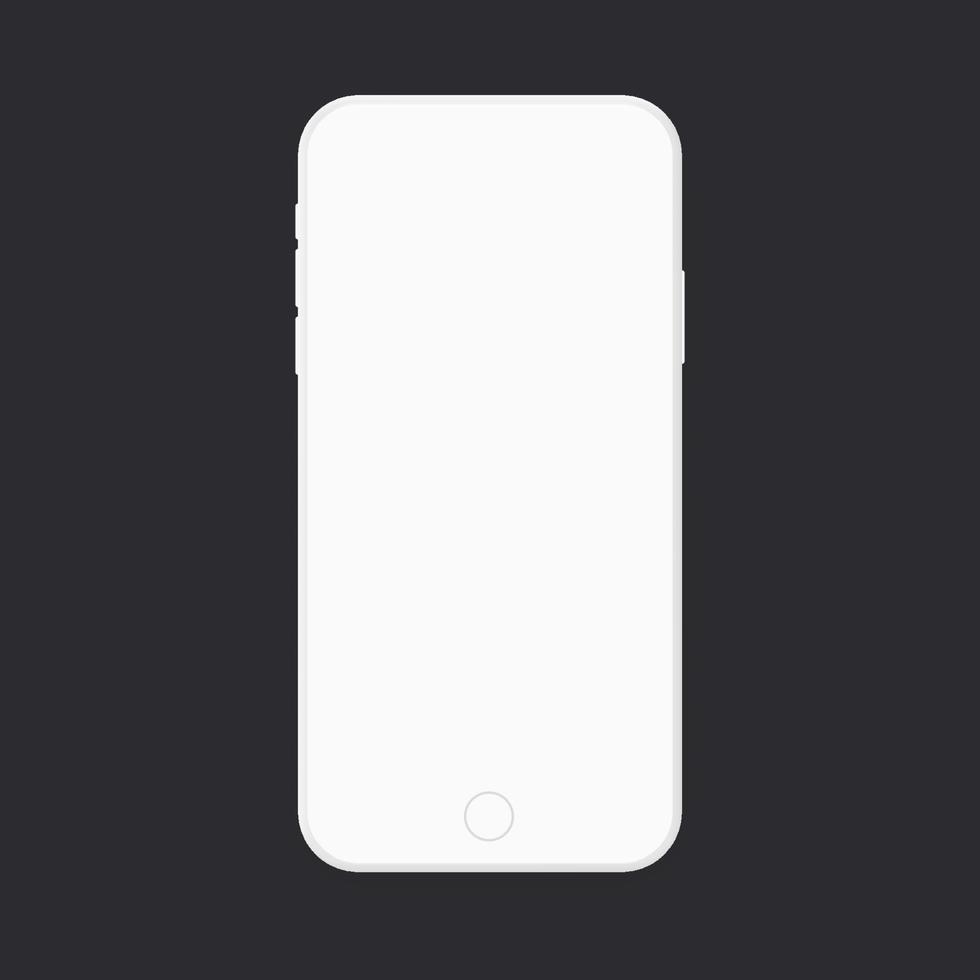 modernes weißes modell des smartphones. leeres handy mit realistischer touchscreen-technologie und multimedialer elektronischer vektorschnittstelle mit elegantem digitalem designbanner. vektor