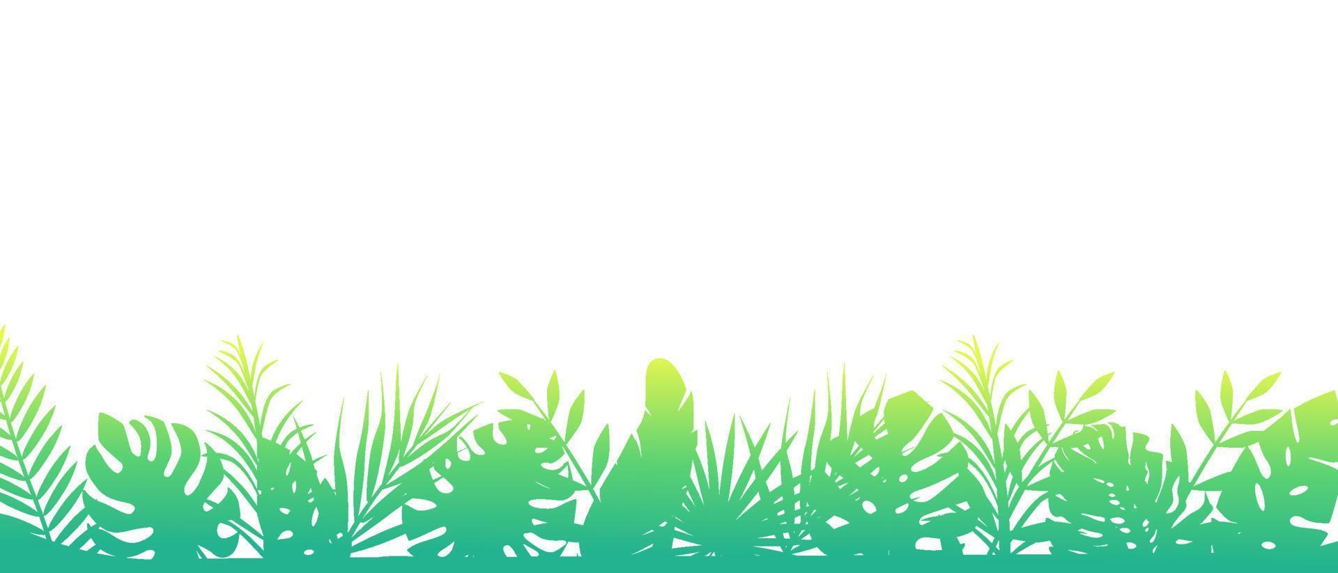 grüner morgenfarnhintergrund. horizontale Dekoration Regenwälder Blumen exotischer Hintergrund mit eleganten liebevoll grünen Blättern Farn wilde Naturwiese in Strahlen der aufgehenden Vektorsonne. vektor
