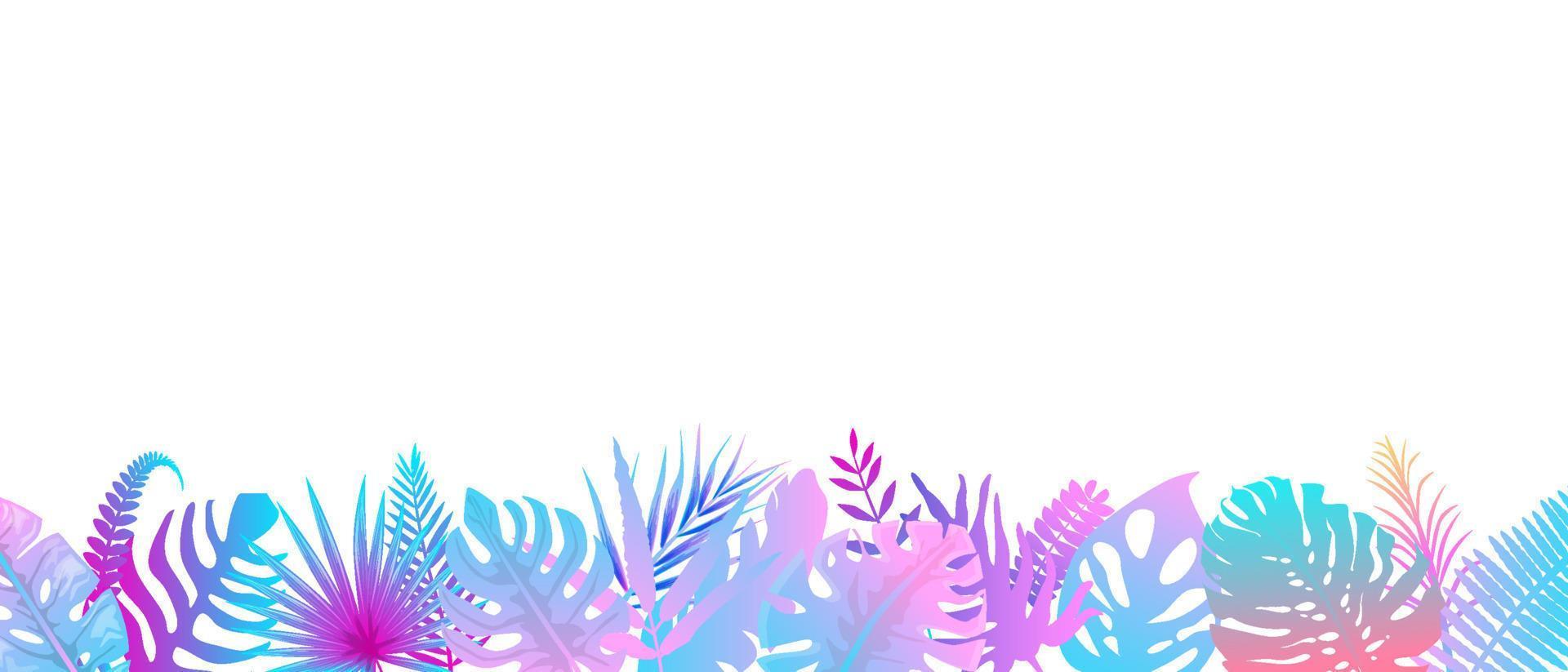 rosa turkos ormbunke bakgrund. horisontell dekoration av utomjording regnskog i de solsken, blommig botanisk bakgrund med elegant ljust färgad ormbunke löv, vild naturlig gräsmatta i mättad vektor. vektor