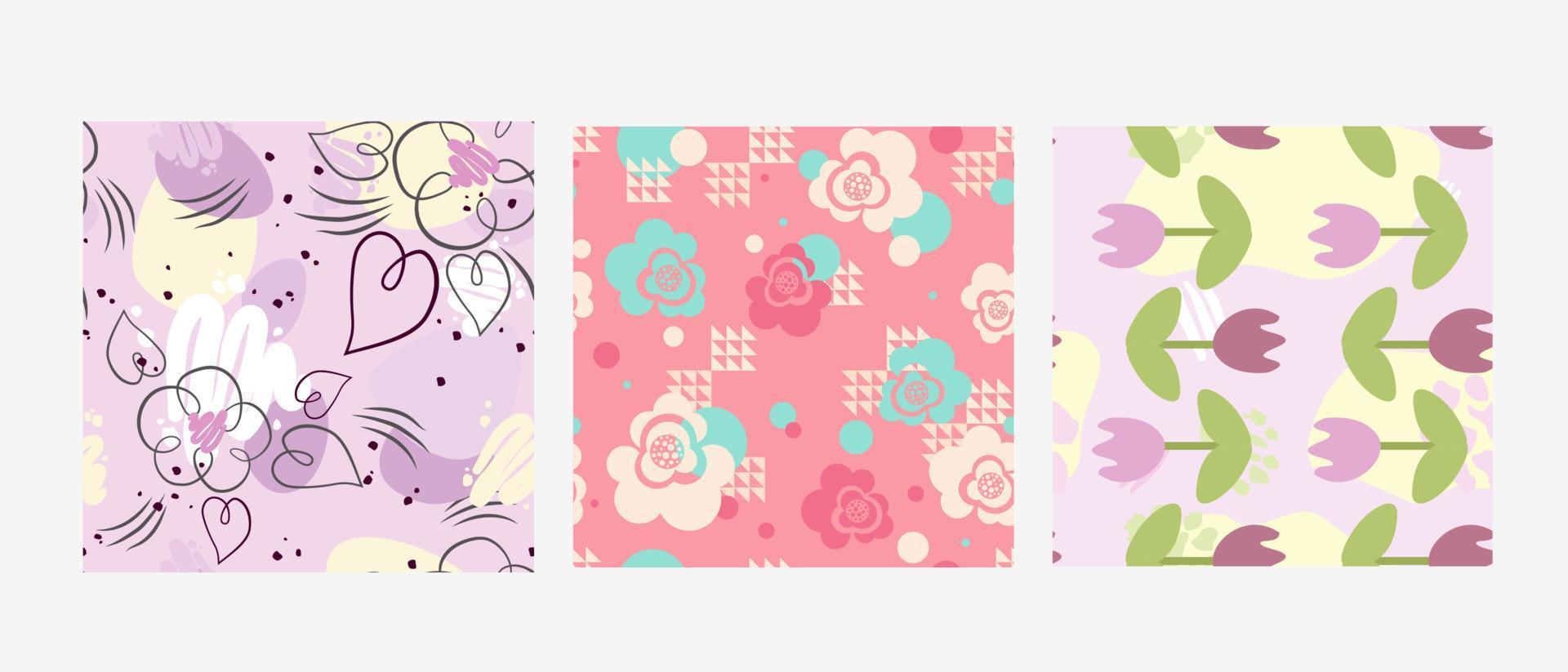 Blumen in Pastellfarben im Hintergrund. Nahtloses Muster mit zartem Blumenmuster. Tulpe in rosa Farben-Vektor-Illustration. vektor