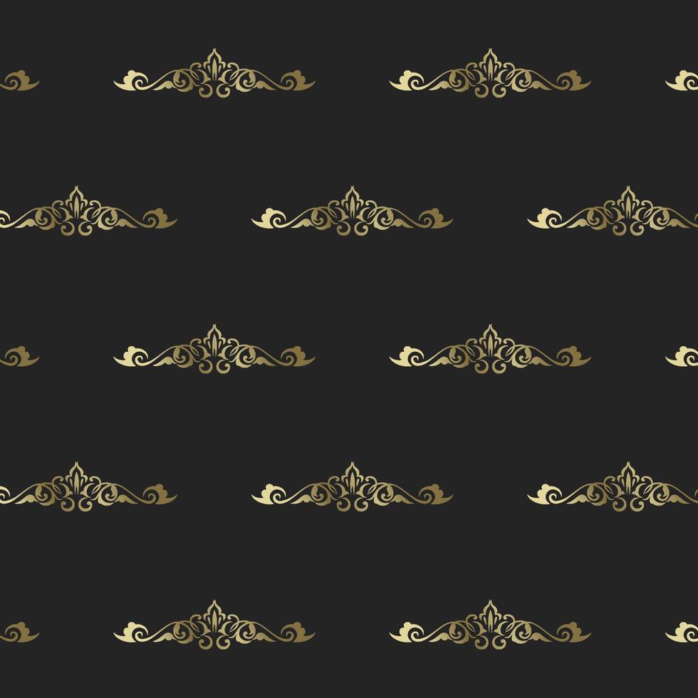 årgång heraldisk sömlös mönster. sammanflätning guld prydnad i rik victorian stil på mörk bakgrund. vektor