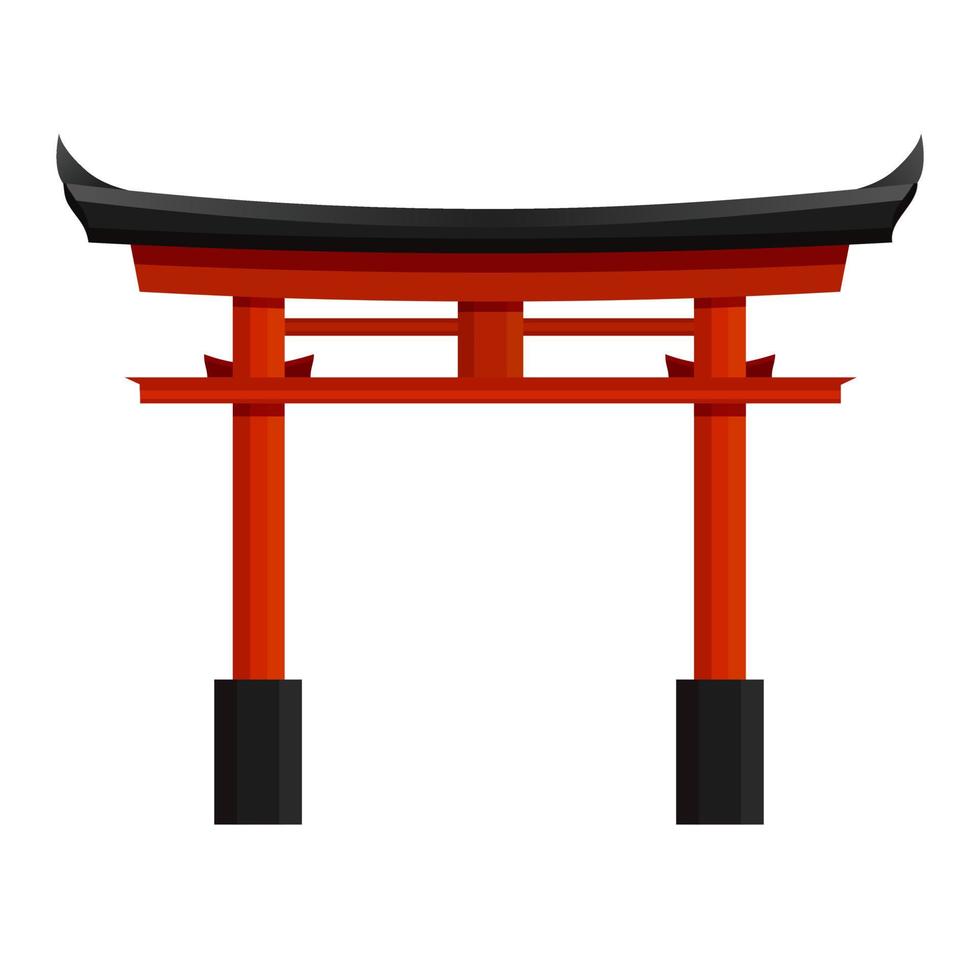 japansk röd toriien Port vektor grafisk illustration. traditionell kolumn båge främre se isolerat på vit bakgrund. nationell orientalisk monument av arkitektur