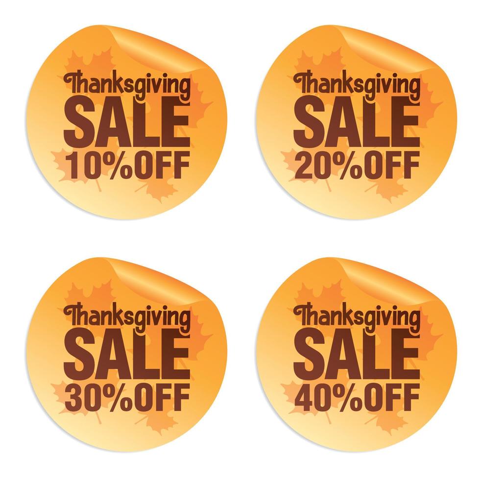 Thanksgiving Orange Sale Sticker Set 10, 20, 30, 40 Stück mit Herbstlaub vektor