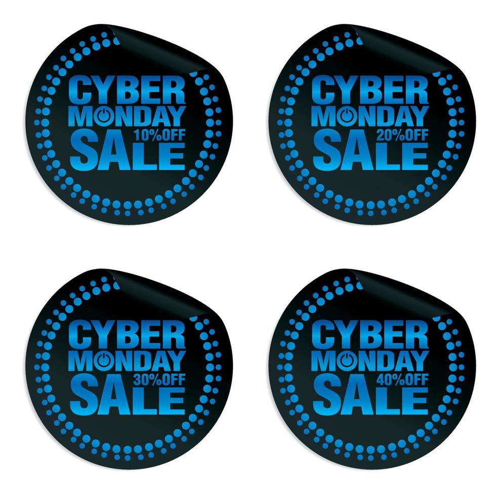 Cyber Monday Sale Power Sticker Set 10, 20, 30, 40 Rabatt vektor