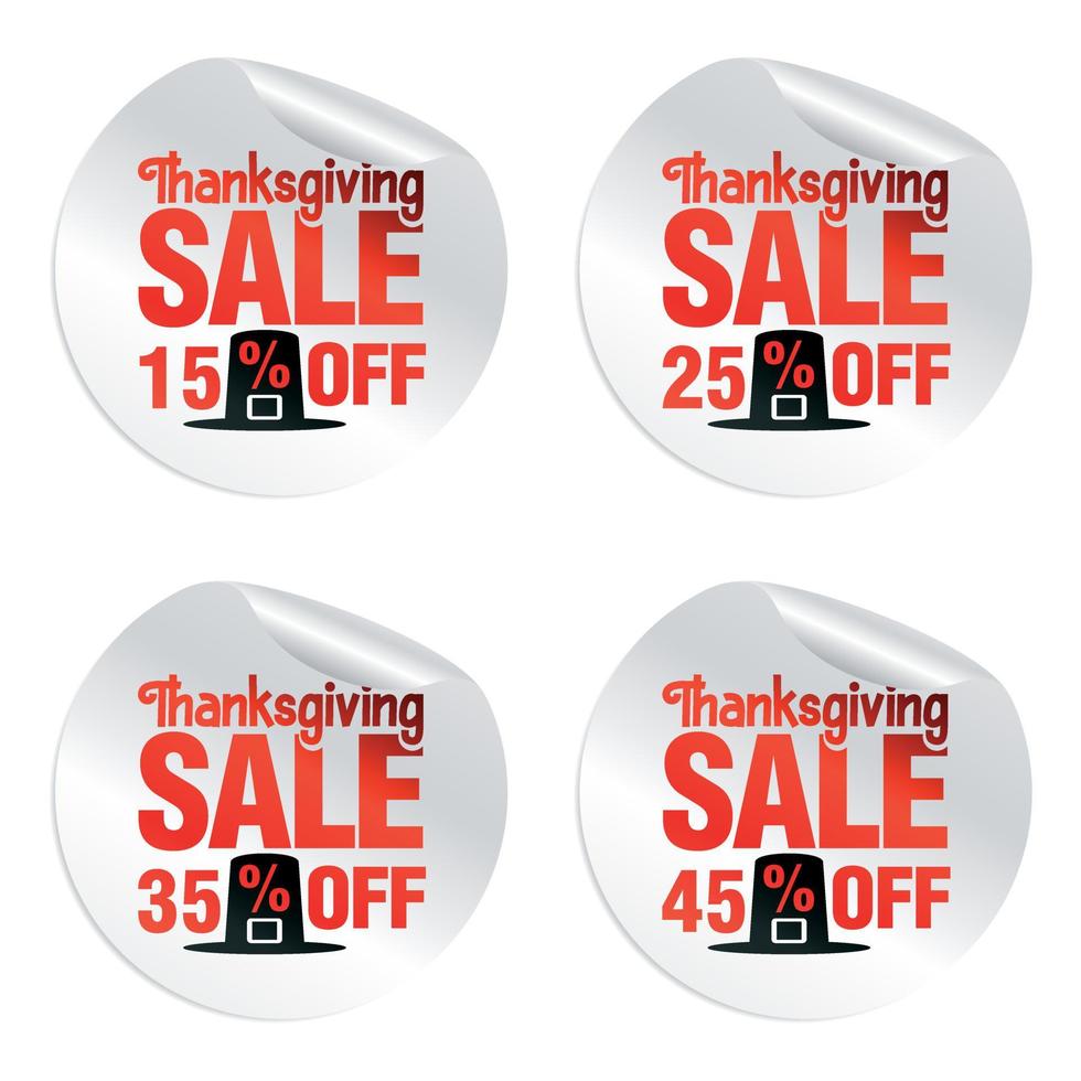 Thanksgiving Sale Sticker Set 15, 25, 35, 45 Stück mit Pilgerhut vektor